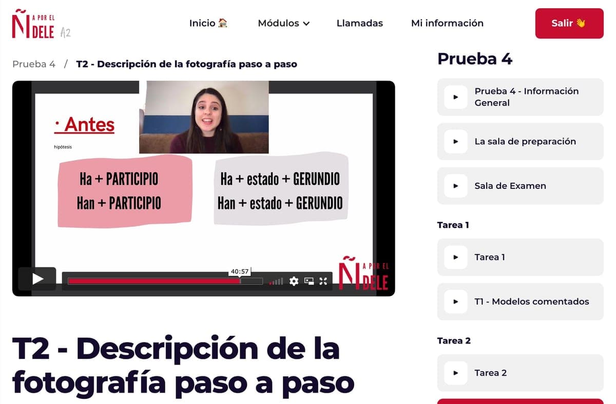 Clase con un modelo de examen comentado