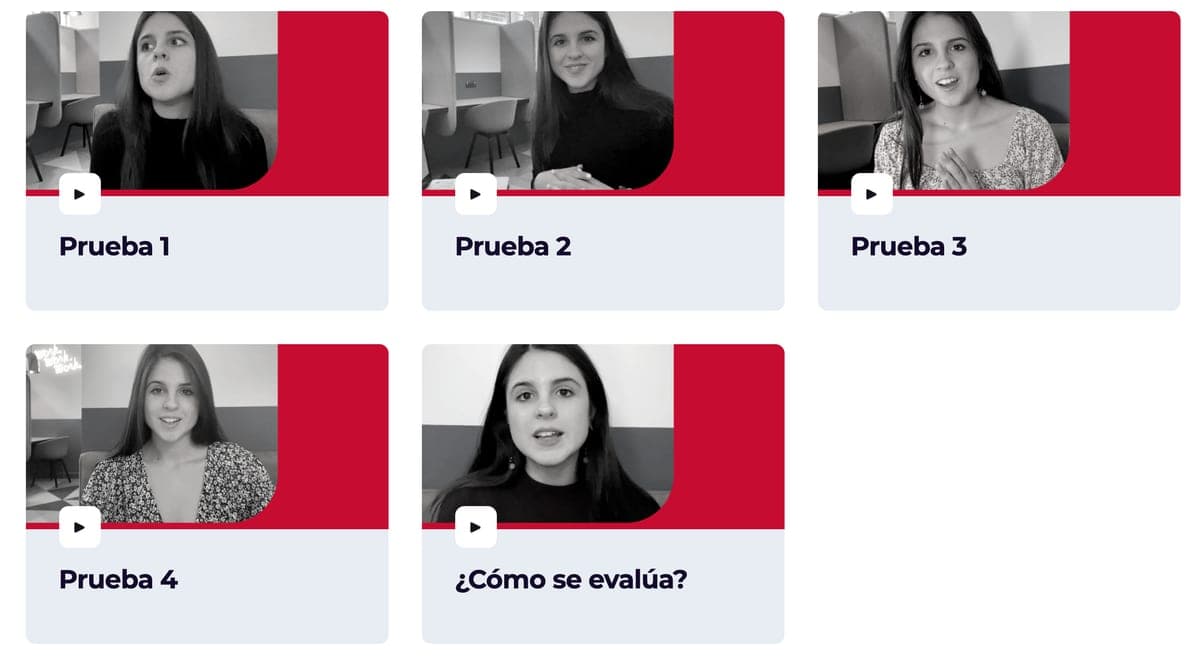 Los cinco módulos del curso en la plataforma