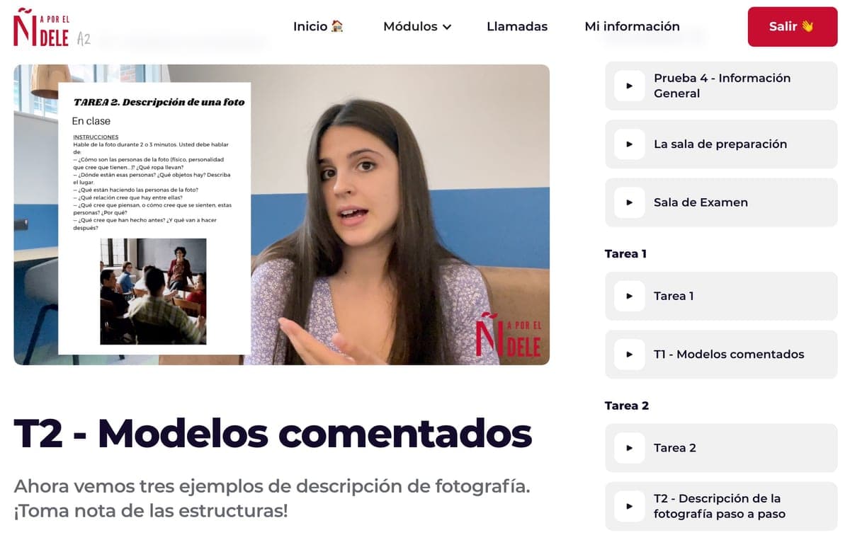 Una clase del curso en la plataforma